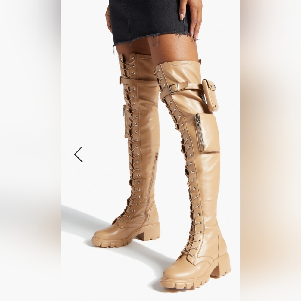 EMYR OVER-THE-KNEE BOOT, Light Tan Color, Size 8.5